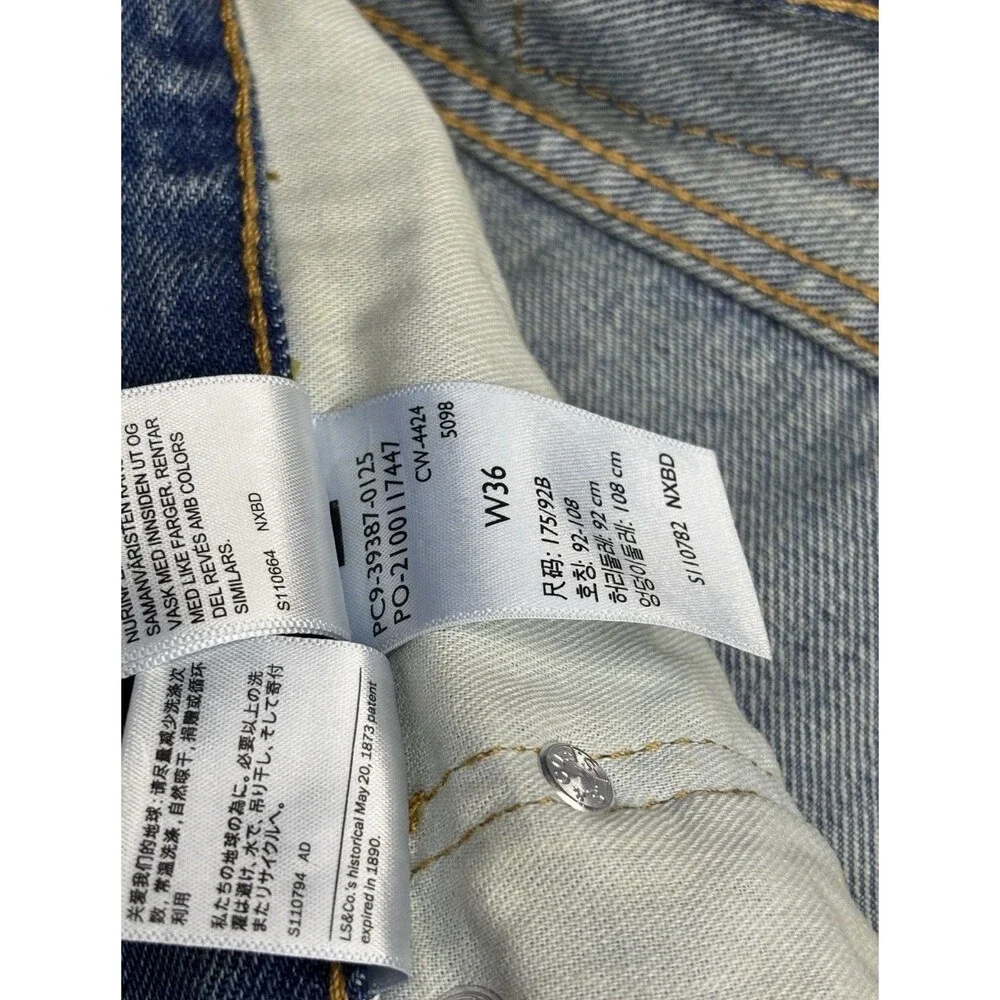 Levi's 511 Slim Fit Denim Shorts Mens Size 36 Light Wash Distressed Jorts Ripped
